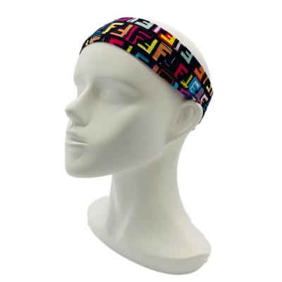 China Fast delivery hot sale promotional digital printing elastan spandex custom polyester / Amazon logo headband for sale