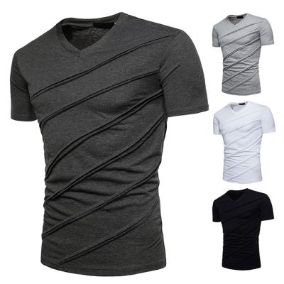 China New Summer Men's Fashion Casual Personality Crewneck Short Sleeve T-shirts Anti-wrinkle for sale