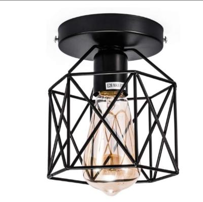 China Modern American Country Wind Farmhouse Kitchen Hallway Staircase Ceiling Lamp Industrial Metal Cage Lamp for sale