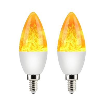 China Flickering Desktop Flame Light Bulb E12 LED Flameless Candles, Warm White Simulated Fire Effect Tip Candelabra Bulbs with 2Models, 3Watt for sale