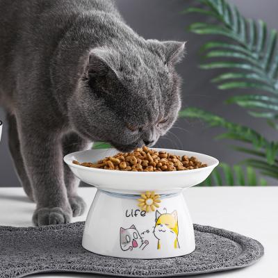 China Viable High Quality Cat Protection Neck Bowl Ceramic Raised High Ceramic Cat Bowls for sale