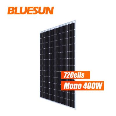 China 2020 bluesun solar panel 380w 390w 400w black transparent bifacial frameless bluesun solar panels BSM400M-72B for sale