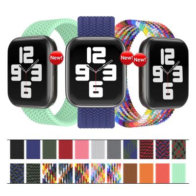 China New Designer High Grade Braid+Connector ABS Injection Nylon Elastic Leather Watch Band For Apple iwatch series7 6 5 Modes Style Smart Luxury Watch Strap 38 44 4145mm for sale