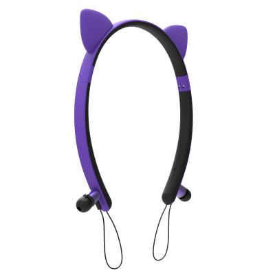 China Caridite Stereo Cute Foldable Sports In-Ear Cat Ear Bt Headphones Headset Microphone Headset Handfree Wireless Mp3 Player for sale