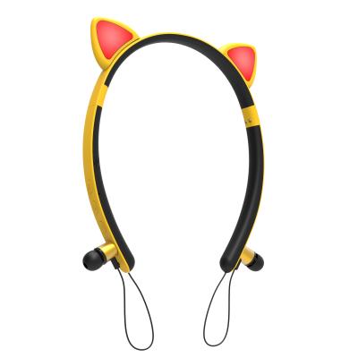 China In-Ear Foldable Over-ear Wireless Stereo Headset With Mic Led Light PC Tablet Kids Cat Ear Headphones Compatible Withsmartphones for sale