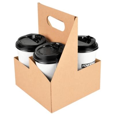 China Biodegradable Blank Portable Coffee Cup Carrier Cardboard Paper Plastic Cup Holders For 2 Cup In 6 Cup Bubble Tea Coffee for sale