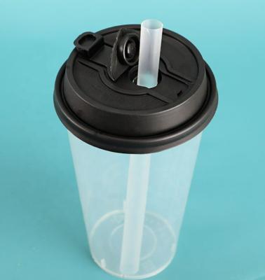 China Non Spill 90mm Wide Coffee Cup Lid Disposable With Cap And PLA STRAW For Plastic Paper Cup 12oz 16oz 22oz Tarpaulin Coffee for sale