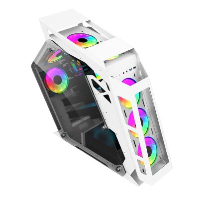 China With Window ZKA Design Gaming Tower White Computer Side Panel RGB Atx Computer Case Special PC Gaming Computer Case for sale