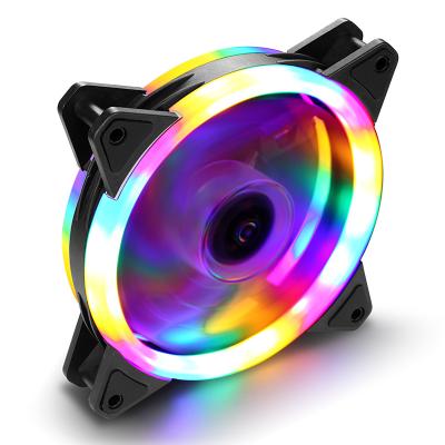 China Double Ring Colorful Power Train Double Ring 4 Colors 120x120x25mm PC Case Fan Colorful Led Fan for sale