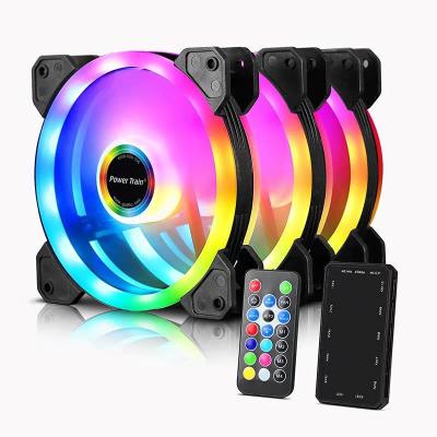 China RF Remote Control Speedless Computer Case RGB FAN PC Computer Fan RGB Led Case Fan Factory Price for sale