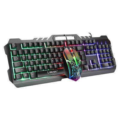 China Popular Gaming Keyboard T21 Wired Colorful 104Keys Computer Gaming Keyboard and Mouse Set Teclado Y Mouse Combo for sale