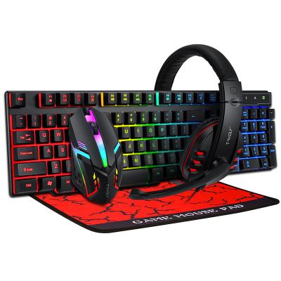 China For Desktop 2021 T-WOLF TF-800 USB Wired RGB Gaming Keyboard Mice Comb Mousepad Gaming Keyboard Mouse for sale