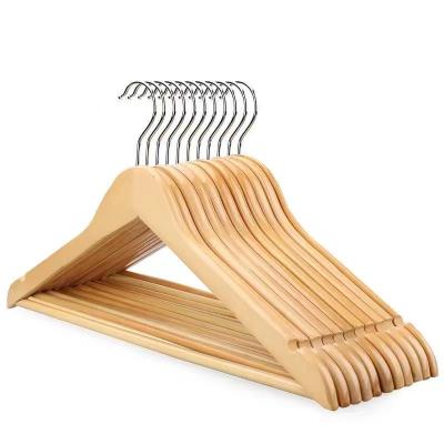 China Factory sales transitional wood hanger for adults clothes good quality hangers for clothes stainless steel hook with wood body for sale