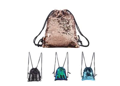 China Sequins symphony color ladies drawstring backpack outdoor bag sports backpacks for sale