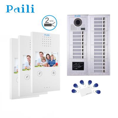 China Multi Wire Home Apartments Security System 2 Video Intercom With 24 Buttons For 24 Family Video Door Phones for sale