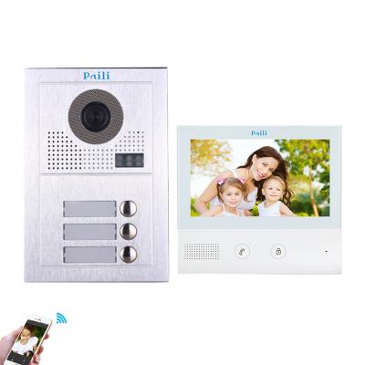 China Open paili 2020 7 Inch Intercom Video 2 Video Intercom Door Wired Cable Telephone System For 3 Families for sale