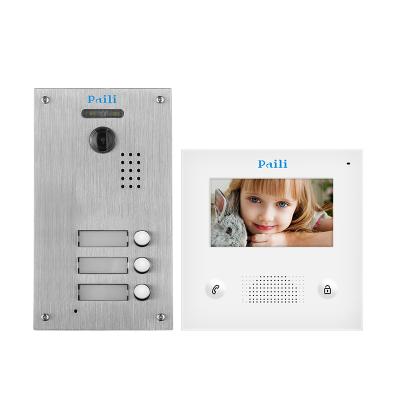 China Open Multi Video 2-Wire Video Door Phone Video Color Intercom Apartment Video Intercom For 3 A for sale