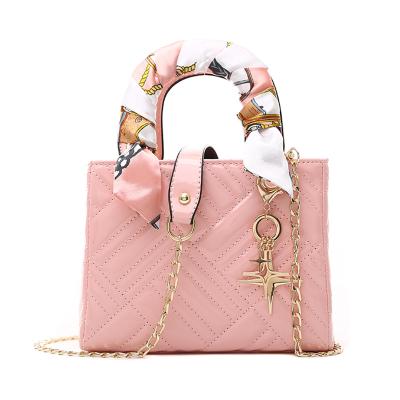 China Multifunctional 2021 Bags Women Handbags Ladies Check Cross - Body Bag For Women With Scarf Handbag Silk Messenger Bags for sale