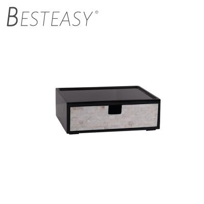 China Besteasy Factory Design Luxury Bathroom Supplies Acrylic Resin Restaurant Hotel Room Amenity Leather Box for sale