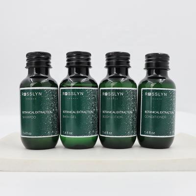 China Shower Gel Luxury Hotel Basic Cleansing Eco Friendly Cosmetics Set 40ml Bottles Custom Shampoo For Hotel for sale