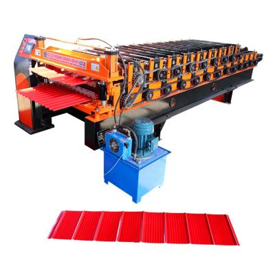 China Building Material Shops Metal Roofing Sheet Making Machine Trapezoidal Roof Roll Forming Machine for sale