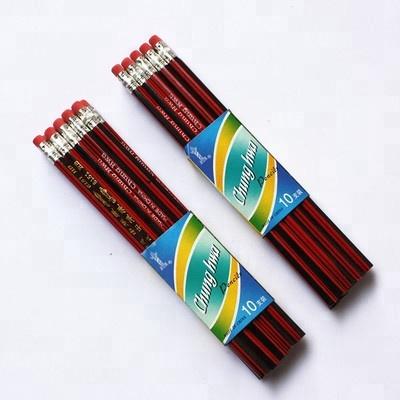 China Promotional Pencil HB Simple Leather Pencil Chinese HB Pencil With Eraser for sale