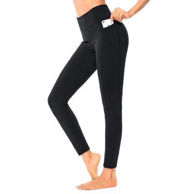 China High Waist Antibacterial Hip Lift Elastic Leggings Women Sport Fitness Nine Stitch Yoga Seamless Pants With Pockets for sale