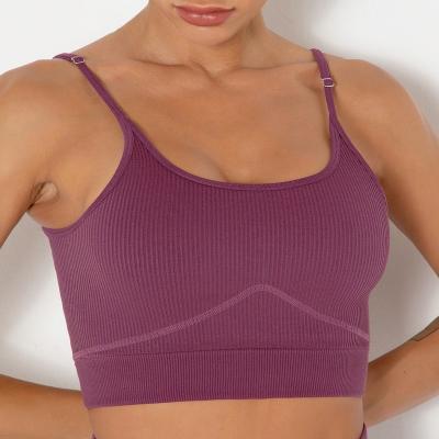 China New Antibacterial Seamless Knitting Sportswear Fitness Yoga Wear Gather Sports Sexy Back Yoga Bra for sale