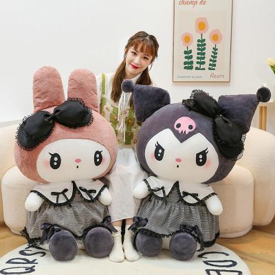 China XUX Cartoon 35cm Kawaii Kuromi With Melody Stuffed Plush Pillow Black Dress Plush Toy Shop Festival Gift Soft Plush Doll for sale