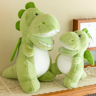 China Lovely XUX Cartoon Green Dinosaur Stuffed Plush Toy Smile Floppy Dinosaur Stuffed Animals Toy Pillow Festival Gift Doll pp cotton for sale