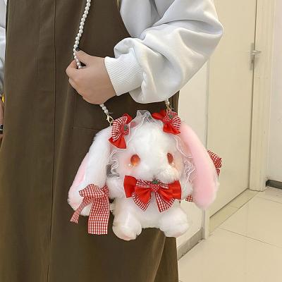 China Soft Plush Backpack XUX Lolita Lace Bow Knot Rabbit Backpack Girl Strawberry Rabbit Bag Accessories Lovely Cartoon Stuffed Animals For Girl for sale