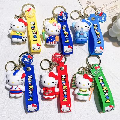 China XUX Cartoon Football CAT With Butterfly Keychain 3D Car Backpack Key Ring Craft Gift Keychains Wholesale for sale