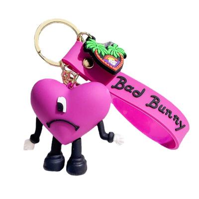 China Cartoon Evil Heart Key Chain Small Red Soft Rubber Pendant Cute And Sensitive Personality School Bag Pendant for sale