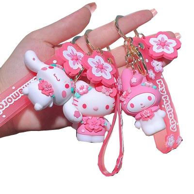 China New Style Cartoon XUX Kuromi Key Chain Melody Stock Number Car Rubber Hanging Key Ring and Bag Ornament for sale