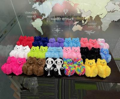 China XUX Cartoon Size 35-41 Kawaii Teddy Bear Soft Plush Slippers Animals Plush Shoes For Women Men Warm Home Slippers for sale