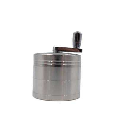 China Hand Grinder Factory Customized 55mm Diameter Zinc Designer Tobacco Grinder With Material Handle for sale