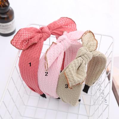 China News Fashion Simple Concise Women's Hair Band Simple Hair Accessories Girls Solid Color Cloth Solid Color Bow Knitted Headband for sale