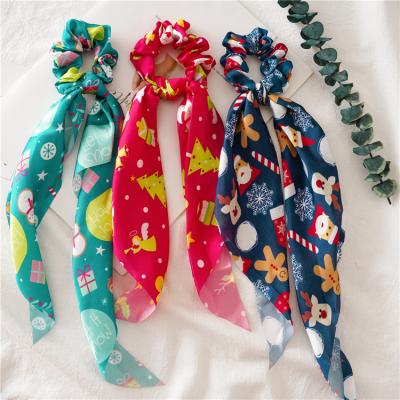 China Korean simple scrunchies arrived fashion women's hair accessories central institute of statistics new environmental protection material color elastic hair band cloth Christmas scarf for sale