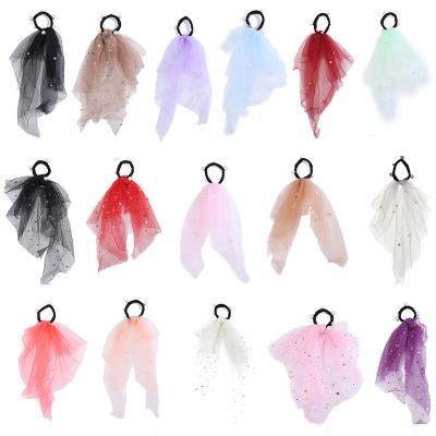 China Hot selling European and American style new sequin temperament organza ribbon fairy hair scrunchies for baby for sale