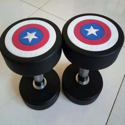 China Round Fitness Dumbbell Head Rubber Covered Weightlifting Equipment Gym Fitness Dumbbell Hexagon Freestyle Dumbbell for sale