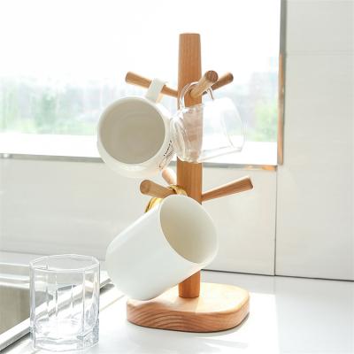 China Water Drain Water Cup Hanger Shelf Shelf Storage Shelf Wooden Creative Cup Holder Hanging Cup Rack for sale