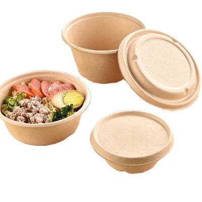 China Minimalist Disposable Biodegradable Sugarcane Pulp Round Bowl With Lid for sale