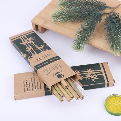 China Minimalist Eco-Friendly Degradable Reusable Natural Bamboo Drinking Straws With Stainless Brush for sale