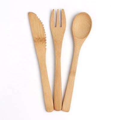 China Eco-Friendly Disposable Degradable Natural Western Tableware Spoon Fork Knife Bamboo Set Wholesale EXW/FOB/CIF/DDP for sale