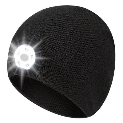 China Wireless Unisex Hat With Light Wireless Headphones Led Music Smart Knit Hat Winter Caps Knitted Led Beanie With Light for sale