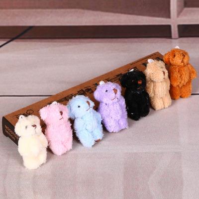 China No Joint Color Long Haired Bear Doll 4.5cm Plush Toy Bear Wedding DIY Pendant Handmade Jewelry Accessories for sale