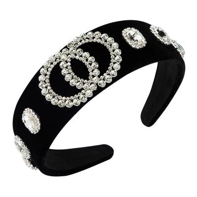 China For Hair White Rhinestone Headbands Fashion Luxury Diamond Headbands Large Women Diamond Crystal Headband for sale