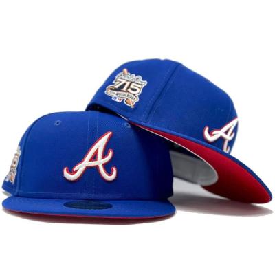 China JOINT brim sports hat Atlanta Braves flat baseball cap fitted gorras sports caps fitted hat with 3D embroidery logo for sale