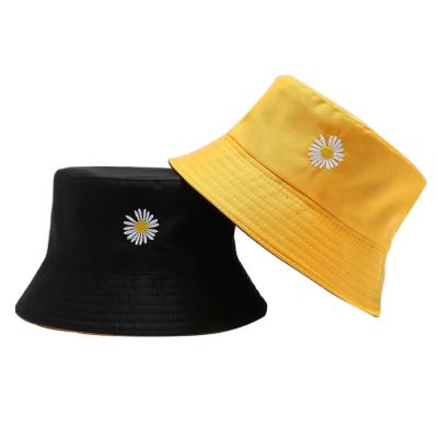 China 2021 Character Fashion Bucket Double Side Bucket Hats Reversible Cotton Daisy Hats for sale