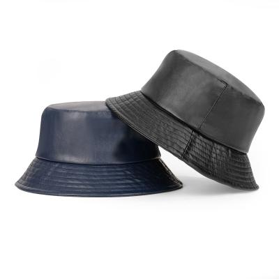 China Character Women's High Fashion 100% Washed Bucket Hat PU Faux Leather Bucket Hats for sale